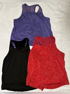 XXL Set of 3 Women’s Racerback Tank Top - Red, Black, Purple